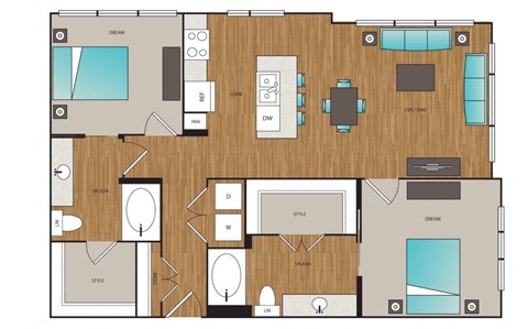 Main Street Flats 2x2 F Floor Plan